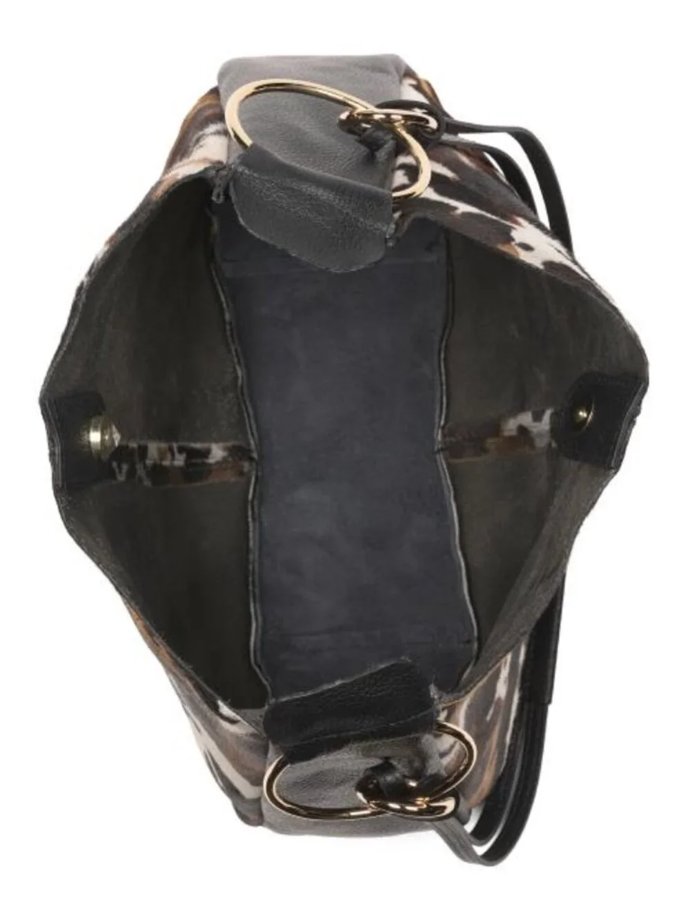 CLAUDIA Made In Italy Leather Hobo With Gold Tone Rings